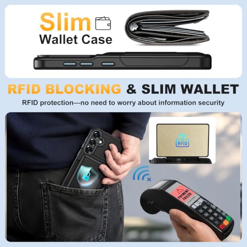 Vofolen for Samsung Galaxy S25 Case Wallet with Card Holder RFID Blocking | 2 Card Slots Heavy Duty Shockproof Drop Protective Flip Slim Pocket Cover for Samsung S25 Case for Men Women-Black - size: For Samsung Galaxy S25