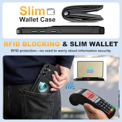 Vofolen for Samsung Galaxy S25 Case Wallet with Card Holder RFID Blocking | 2 Card Slots Heavy Duty Shockproof Drop Protective Flip Slim Pocket Cover for Samsung S25 Case for Men Women-Black - size: For Samsung Galaxy S25