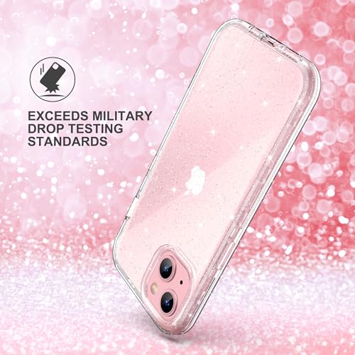 ULAK Compatible with iPhone 15 Plus Case Clear Glitter | Heavy Duty Dual Layer Shockproof Protection Women Sparkly Transparent Protective Phone Cover for iPhone 15 Plus 6.7 inch - color: Clear Glitter