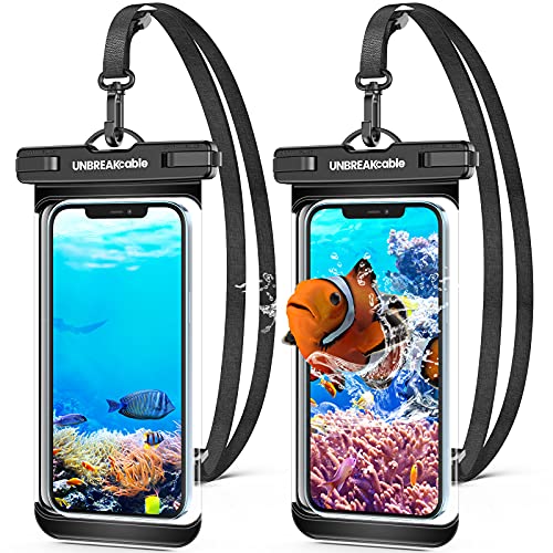 UNBREAKcable Waterproof Phone Pouch-2 Pack IPX8 Waterproof Phone Case for iPhone 17 16 15 14 13 12 Pro Max & Samsung S25 S24 S23-Dry Bag & Travel Essentials for Beach, Pool, Kayak & Cruise-7" Black - color: Black