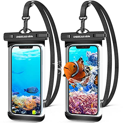 UNBREAKcable Waterproof Phone Pouch-2 Pack IPX8 Waterproof Phone Case for iPhone 17 16 15 14 13 12 Pro Max & Samsung S25 S24 S23-Dry Bag & Travel Essentials for Beach, Pool, Kayak & Cruise-7" Black - color: Black