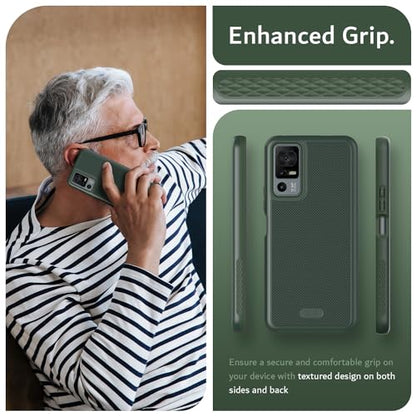 TUDIA MergeGrip for Jitterbug Smart 4 Case T608G, [Military Grade Drop Tested] Shockproof Protection Slim Rugged Dual Layer Heavy Duty Phone Cases for Senior - Pine Green - color: Pine Green