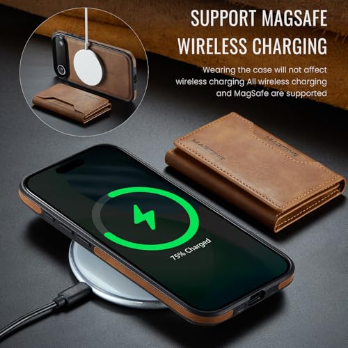 K2 2 in 1 Detachable Magnetic Phone Cases Compatible with iPhone Air / 17 Air Case with Card Holder RFID Blocking , Compatible with Magsafe Wallet, Leather 6.5'' (Brown, iPhone Air) - color: Brown, size: iPhone Air