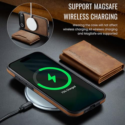 K2 2 in 1 Detachable Magnetic Phone Cases Compatible with iPhone Air / 17 Air Case with Card Holder RFID Blocking , Compatible with Magsafe Wallet, Leather 6.5'' (Brown, iPhone Air) - color: Brown, size: iPhone Air