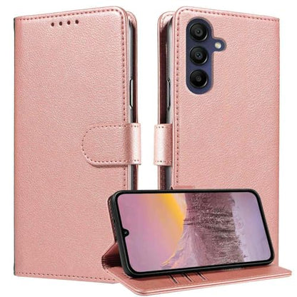 for Galaxy A17/A16 5G Phone Case Wallet RFID Blocking (Rose Gold) | Premium PU leather, card holder/cash slots, protective flip cover for Samsung Galaxy A17/A16, magnetic closure, kickstand - color: Rose Gold