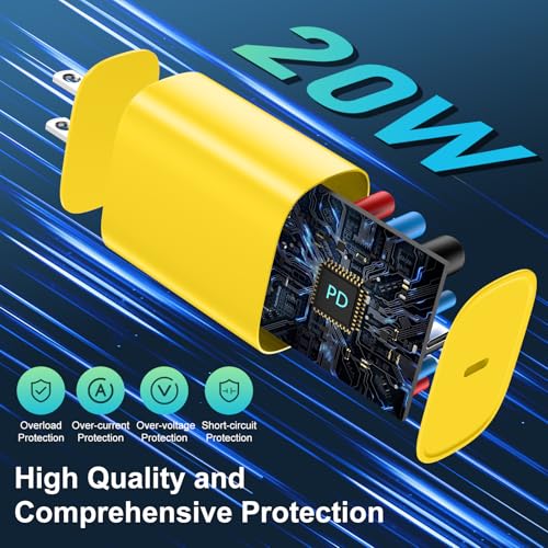 Phone 14 13 12 11 Fast Charger,10FT Long Phone Chargers Fast Charging Lightning Cable with 20W USB C Charger Block for Phone 14/14 Pro Max/13/13 Pro Max/12/12 Pro Max/11/11Pro/XS/Max/XR/X,Pad,Yellow - color: Yellow, size: 10ft