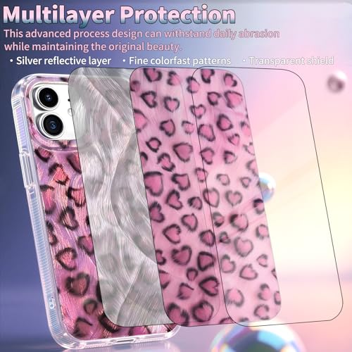 Compatible with iPhone 11 Case,with [Soft Slim][Camera Protection] Cute Leopard Print Love Shiny Aesthetic Phone Cover Anti-Yellowing Shockproof Protective Cover for Women Girl-Pink - color: Leopard Print Love, size: iPhone 11
