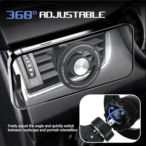 wuyaoyao Magnetic Phone Holder for Car, Anti-Shake Air Vent Cell Phone Car Mount with Clip, 360° Rotation Adjustable, Hands Free Automotive Cellphone Mount, Universal for All Smartphones (Clip Type)