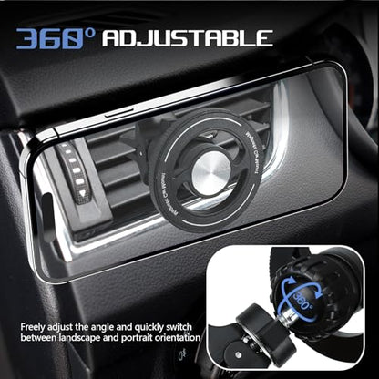 wuyaoyao Magnetic Phone Holder for Car, Anti-Shake Air Vent Cell Phone Car Mount with Clip, 360° Rotation Adjustable, Hands Free Automotive Cellphone Mount, Universal for All Smartphones (Clip Type)