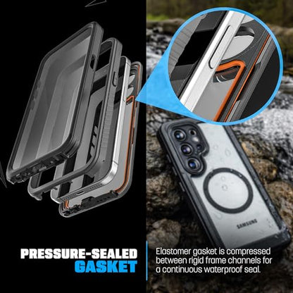 Encased Waterproof Case for Samsung Galaxy S26 Ultra with Belt Clip - Full Body Protective Cover with Built-in Screen Protector & Holster (Clear/Black) - size: S26 Ultra