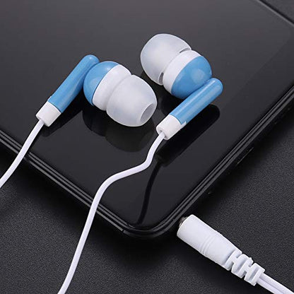 CN-Outlet Wholesale Earbuds Bulk Headphones Individually Bagged 50 Pack for iPhone, Android, MP3 Player for Schools, Libraries, Hospitals (Blue) - color: Blue