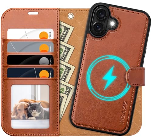 OCASE for iPhone 16 Plus Case Detachable Wallet Case with Card Holder, 2 in 1 Pu Leather Flip Folio with RFID Blocking Stand Wrist Strap Shockproof Phone Cover 6.7 Inch 2024, Brown - color: Brown, size: iPhone 16 Plus