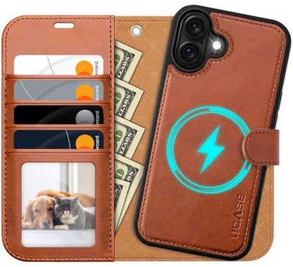 OCASE for iPhone 16 Plus Case Detachable Wallet Case with Card Holder, 2 in 1 Pu Leather Flip Folio with RFID Blocking Stand Wrist Strap Shockproof Phone Cover 6.7 Inch 2024, Brown - color: Brown, size: iPhone 16 Plus