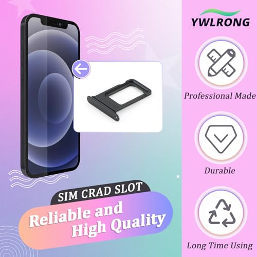 2PCS SIM Card Tray for iPhone 12 SIM Card Slot Holder Replacement for iPhone 12 A2403 A2172 A2402 with Open Eject Pin(Black)