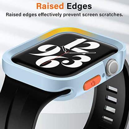 Amizee Rugged Case Compatible with Apple Watch Case Series 9/8/7 41mm SE 3/2/1 Series 6/5/4 40mm, Soft TPU Shockproof Bumper Drop Proof Protective Cover Compatible with iWatch - Light Blue - color: Light Blue, size: 40mm/41mm