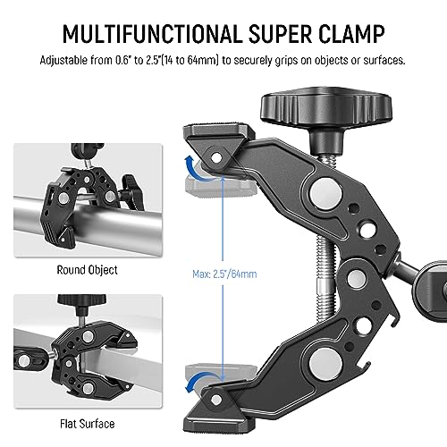 NEEWER Super Clamp with 3" Dual Ballhead Magic Arm, Cold Shoe, ST83 - style: ST83