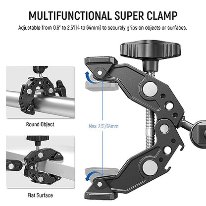 NEEWER Super Clamp with 3" Dual Ballhead Magic Arm, Cold Shoe, ST83 - style: ST83