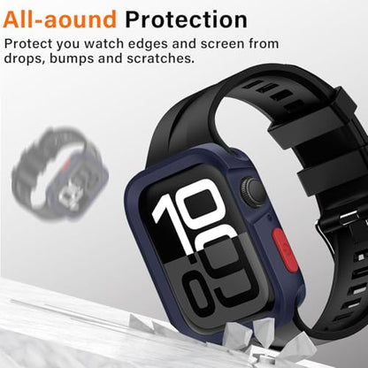 Amizee Rugged Case Compatible with Apple Watch Case Series 11/10 42mm, Soft TPU Shockproof Bumper Drop Proof Protective Cover Compatible with iWatch - Blue - color: Blue, size: 42 mm