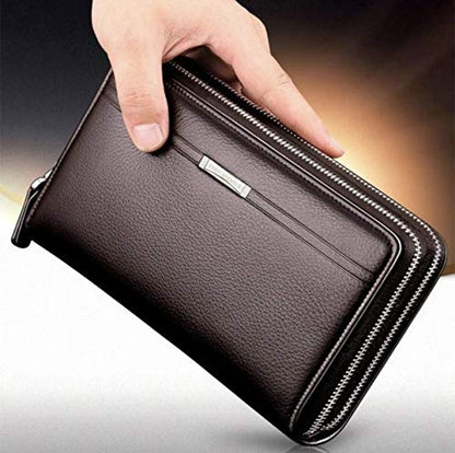Mens Wallet Long Purse Leather Clutch Large Business Handbag Phone Card Holder Case Gift for Men Father Son Husband Boyfriend - color: Brown