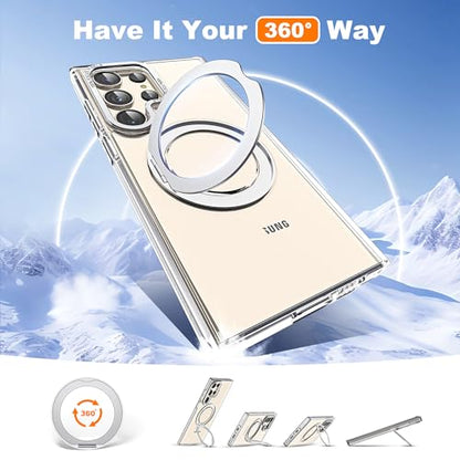 for Samsung Galaxy S22/S23 Ultra Case with 360° Spin Stand,Clear | 360° Spin Magnetic Ring Stand,Compatible with Magsafe,Military Protection Phone Case - color: Clear, size: S22 Ultra & S23 Ultra