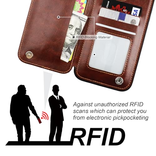 ONETOP for iPhone 16 Pro Max Wallet Case with Credit Card Holder,Brown - color: Brown