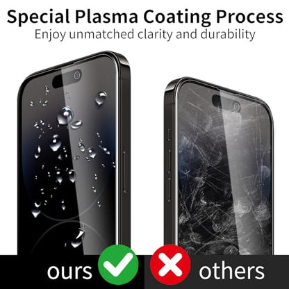 3 Pack Privacy Screen Protector for iPhone 14 Pro Max with 3 Pack Camera Lens Protector, 9H Hardness Double Shatterproof Anti-Spy Tempered Glass Film, Easy Installation - size: Phone 14 Pro Max