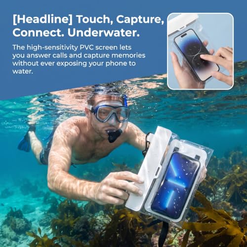 Waterproof Phone Pouch 2.6L Large Capacity Dry Bag with Sensitive Touch Screen 3-Layer Seal Underwater Case for Beach Snorkeling Rafting-Beige - color: Beige
