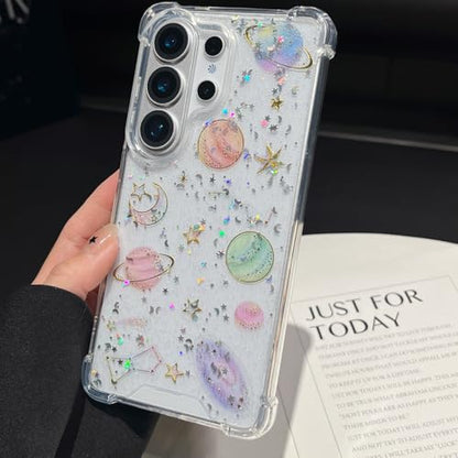 Changjia for Samsung Galaxy S26 Ultra Clear Glitter Case,Cute Bling Sparkle Planet Space Stars Moon Universe Pattern Soft TPU Silicone Shockproof Women Girls Protective Case for Galaxy S26 Ultra,Clear - size: for Samsung Galaxy S26 Ultra 6.9"