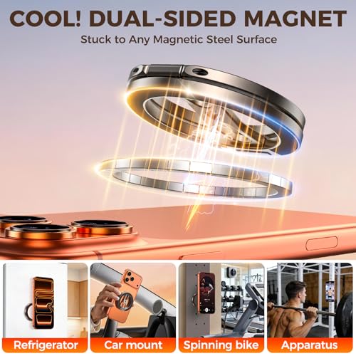 Magnetic Phone Ring Grip for MagSafe Dual-Sided Magnet Cell Phone Grip Stand Finger Ring Holder Compatible with iPhone 17/16/15/14/13 Pro Max Plus, for Mag Car Mounts - color: grey