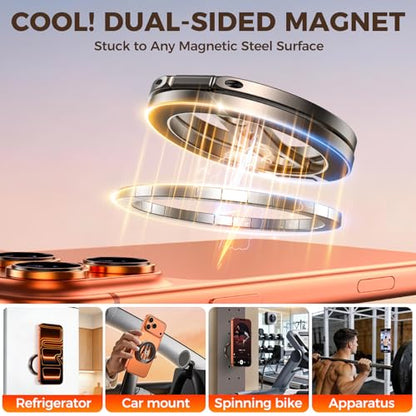 Magnetic Phone Ring Grip for MagSafe Dual-Sided Magnet Cell Phone Grip Stand Finger Ring Holder Compatible with iPhone 17/16/15/14/13 Pro Max Plus, for Mag Car Mounts - color: grey