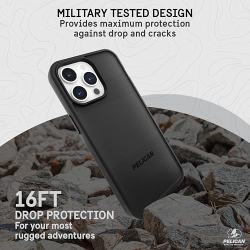 Pelican Protector iPhone 15 Pro Max Case - Rugged MagSafe Phone Case -Black | Magnetic Phone Case w/16ft Military-Grade Drop Protection - Anti-Scratch, Heavy Duty Phone Cover for iPhone 15 Pro Max - color: Protector Black, style: MagSafe