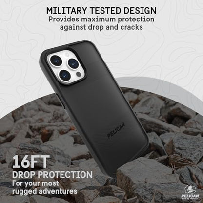 Pelican Protector iPhone 15 Pro Max Case - Rugged MagSafe Phone Case -Black | Magnetic Phone Case w/16ft Military-Grade Drop Protection - Anti-Scratch, Heavy Duty Phone Cover for iPhone 15 Pro Max - color: Protector Black, style: MagSafe