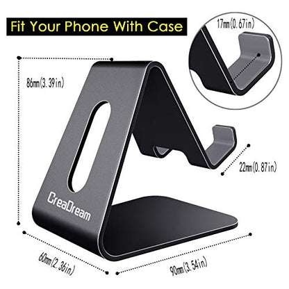 CreaDream Phone Stand Holder, Aluminum Phone Stand for Desk - color: Black
