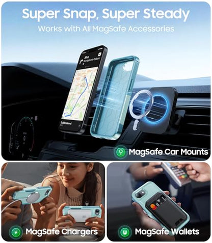 Magnetic for iPhone 17e Case Dual-Layer Shockproof Mintgreen | Military-Grade Heavy Duty Protection, Fit for Magsafe, Matte Finish Scratch Resistant Anti-Fingerprint Anti-Slip Phone Cover - color: Mintgreen
