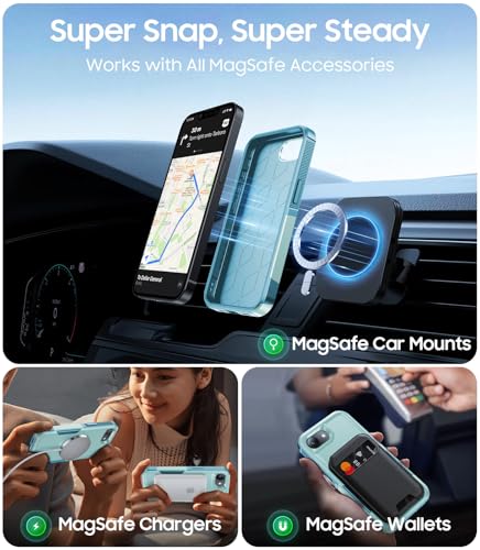 Magnetic for iPhone 17e Case Dual-Layer Shockproof Mintgreen | Military-Grade Heavy Duty Protection, Fit for Magsafe, Matte Finish Scratch Resistant Anti-Fingerprint Anti-Slip Phone Cover - color: Mintgreen