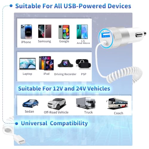 iPhone Car Charger Fast Charging【Apple MFi Certified】4.8A Car Phone Charger - color: Jet Black