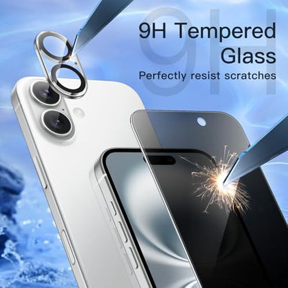 JETech Privacy Screen Protector for iPhone 16, 2+2 Pack - size: iPhone 16