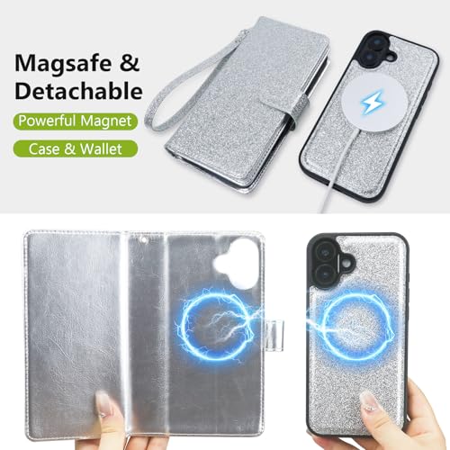 Varikke Wallet Case for iPhone 16 - Compatible with Magsafe, Dark Purple - color: (Compatible with MagSafe) Silver, size: iPhone 16 6.1"