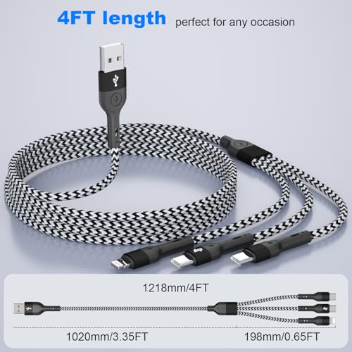 ANSEIP Multi Charging Cable, 3 in 1 Charging Cable for Multiple Devices - color: Black