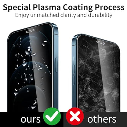 3 Pack Privacy Screen Protector for iPhone 12 Pro Max with 3 Pack Camera Lens Protector, 9H Hardness Double Shatterproof Anti-Spy Tempered Glass Film, Easy Installation - size: iPhone 12 Pro Max