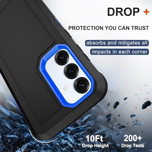 for Samsung Galaxy S25 Case, Samsung Galaxy S24 Case, with 2X Screen Protector, Dual Layer Bumper Cover with Belt Clip Holster & Kickstand Phone Case for Galaxy S25/S24 5G (Black/Blue) - color: Black/Blue