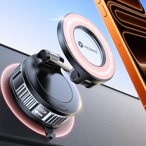 VICSEED Upgraded Car Phone Holder for Magsafe Car Mount [Strongest Suction] - color: Pink