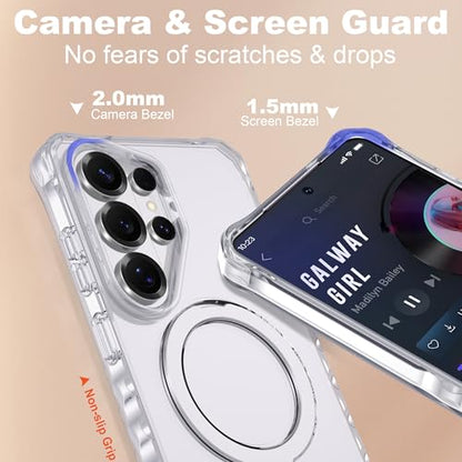 Compatible with Clear Samsung Galaxy S26 Ultra Case 6.9'' with Magnetic Ring Stand [Compatible with Mag-Safe] Military-Grade Wave Frame Phone Case for S26 Ultra, Clear - color: Clear, size: Samsung Galaxy S26 Ultra