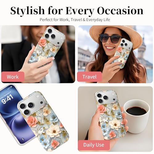 Case Compatible with iPhone 17 Pro Max, 2025 Anti-Yellow Ultra Transparent Soft TPU Phone Case, Shockproof Anti-Slip Slim Lightweight Full Coverage Protective (Flowers 1) - color: Flowers 1