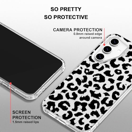 MOSNOVO Case for Samsung Galaxy S24 FE, [Buffertech 6.6ft Military-Grade Drop Protection] [Anti Peel Off Tech] Clear TPU Bumper Phone Case Cover Design - Black Leopard Print - color: Clear - Black Leopard Print, size: Samsung Galaxy S24 FE