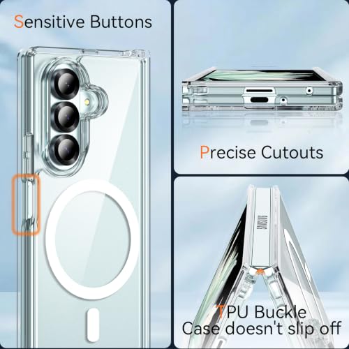 Hensinple for Samsung Galaxy Z Fold 8 Ultra Case,Z Fold8 Ultra| Z Fold 7 Case [Compatible with MagSafe] Translucent Matte Military Grade Protection Shockproof Rugged Magnetic Phone Cover(Clear) - color: Z Fold 8 Ultra-Clear, size: Galaxy Z Fold 8 Ultra| Z