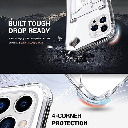 Shields Up for iPhone 13 Pro Case with Card Holder Stand, 6.1", Clear - color: Clear, size: iPhone 13 Pro