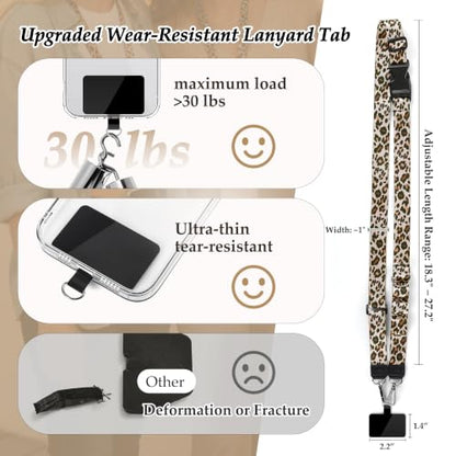 Multifunctional Phone Lanyard Adjustable Anti-Theft Crossbody Phone Strap - color: Leopard Print