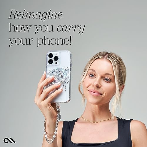 Case-Mate Phone Charm Wrist Strap with Beaded Silver Pearls - Silver Pearl | Detachable Anti-Theft Phone Strap - Hands-Free iPhone Wrist Strap for Women - Phone Chain Wristlet for Galaxy, Pixel & More - color: Silver Pearl