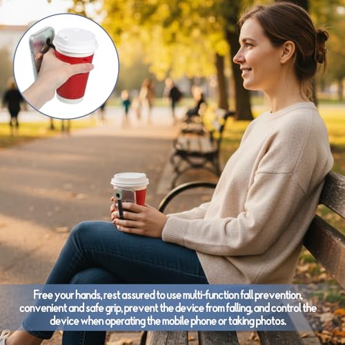 3 Pcs Silicone Phone Grip Anti Slip Finger Loop Holder Strap Flexible Elastic Universal Phone Loops Back of Cell Phones Case Closures for Travel Office Shopping (Black)